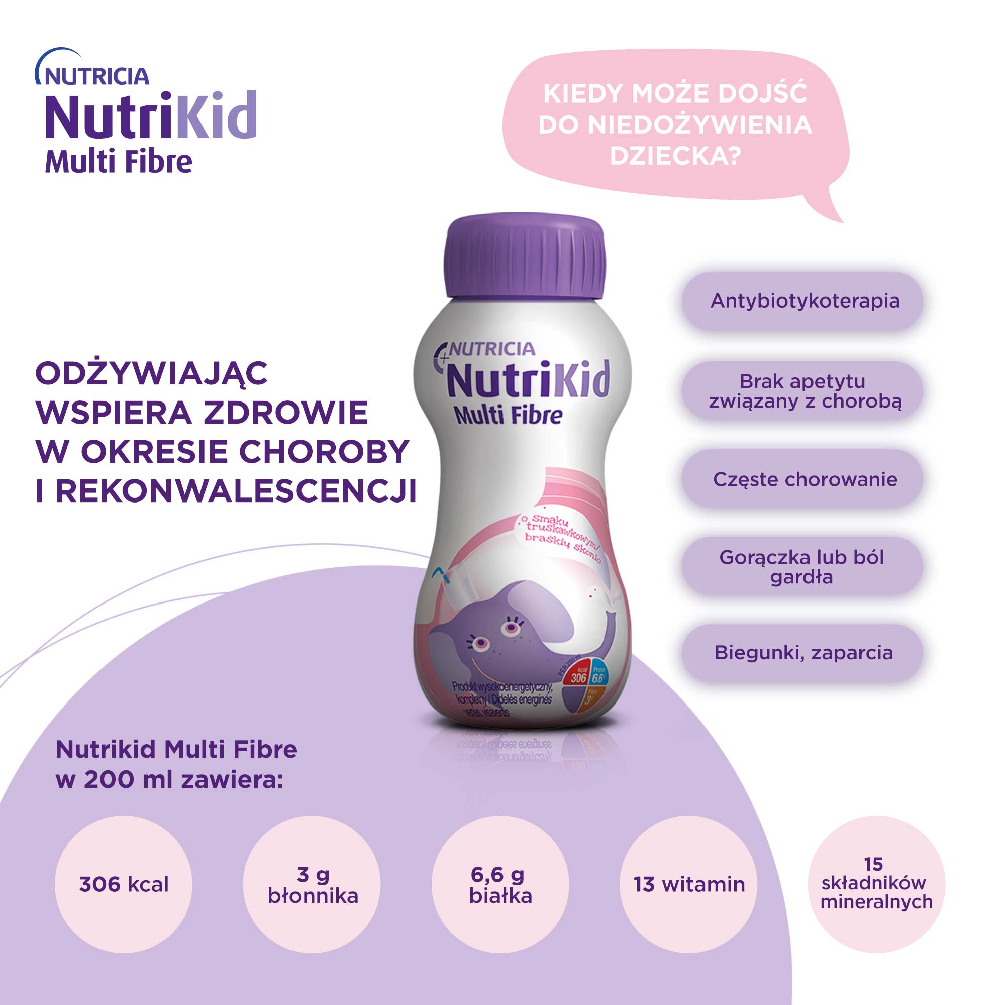 NutriKid Multi Fibre, smak czekoladowy, płyn, 200 ml
