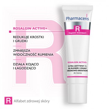 Pharmaceris R Rosalgin Active + Ultra Aktywny Żel na rumień i zmiany grudkowo - krostkowe do twarzy, 30 ml