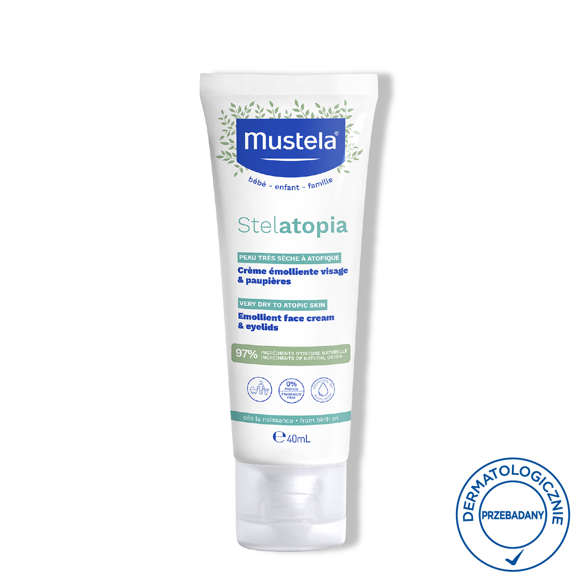 Mustela Stelatopia, Krem emolient do twarzy, 40 ml