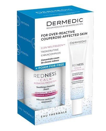 Dermedic Redness Calm krem-koncentrat na chroniczne zaczerwienienia, 40 ml + kojąca Pianka oczyszczająca, 170 ml  [ZESTAW] zdjęcie