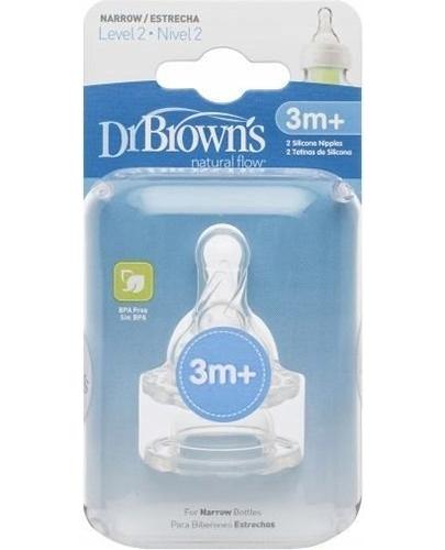DR BROWNS Smoczek do butelki Standard 3m+ do butelek z wąską szyjką, 2 sztuki zdjęcie