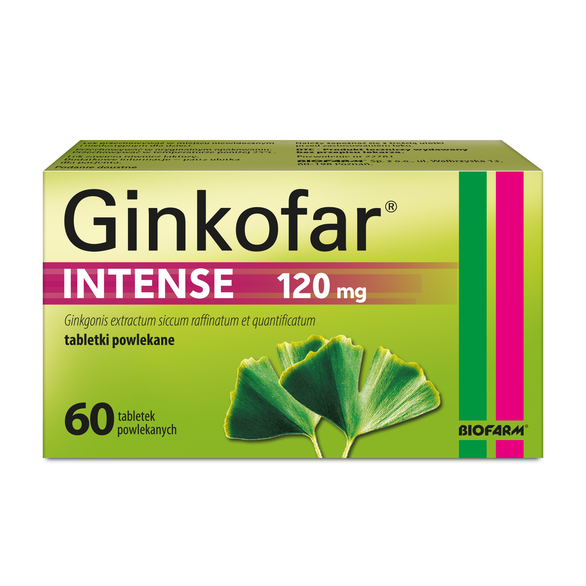 Ginkofar Intense, 120 mg, tabletki powlekane, 60 sztuk zdjęcie