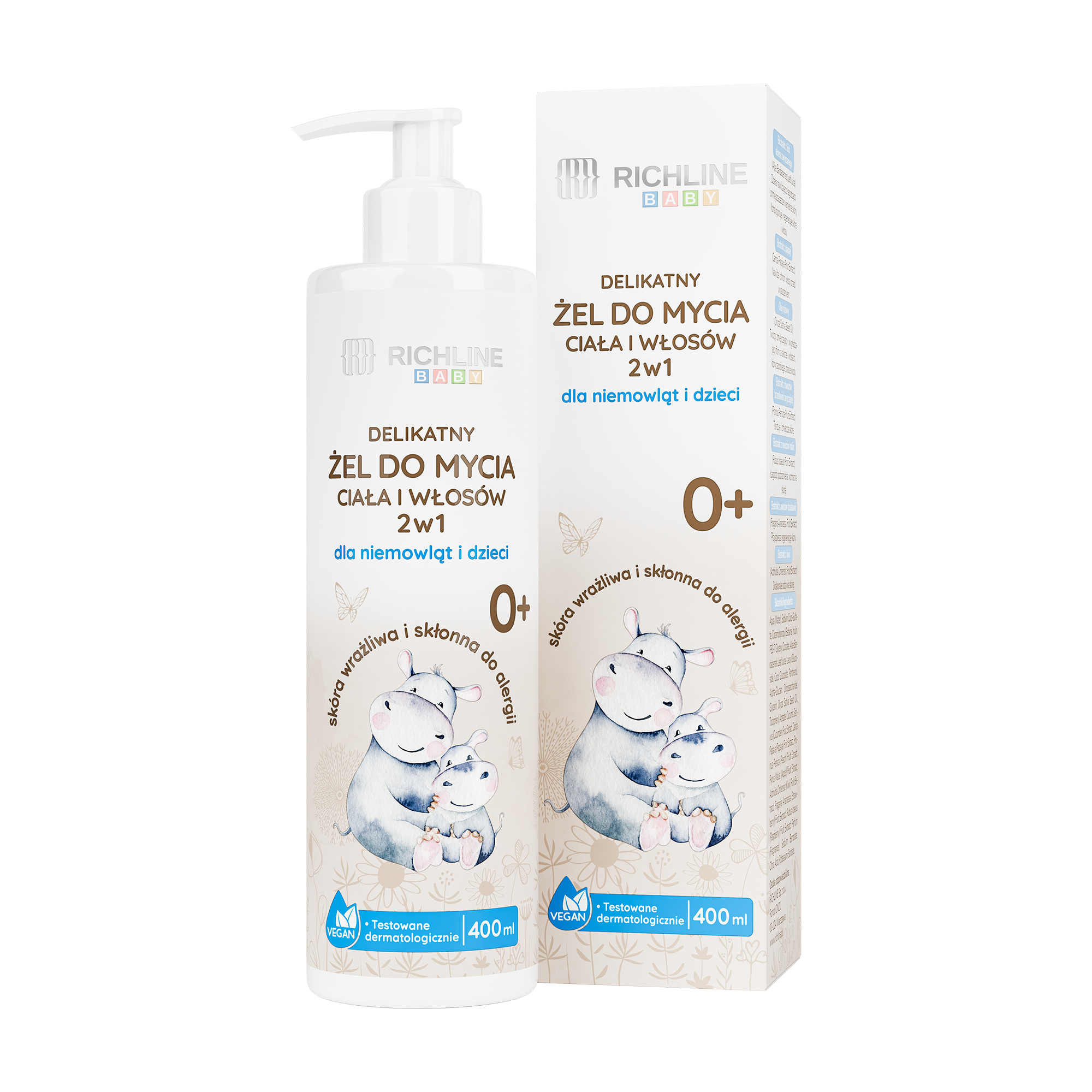 Richline Baby Delikatny żel do mycia ciała i włosów 2w1, 400 ml