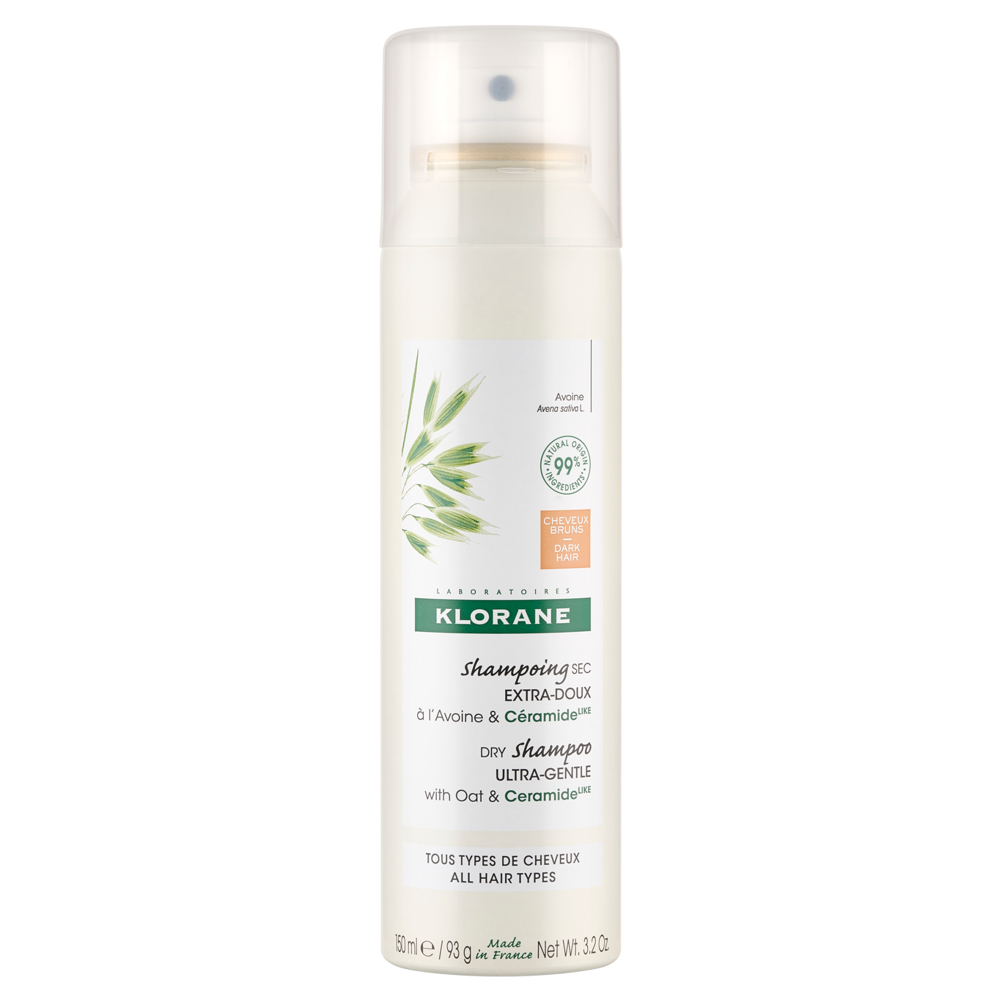 Klorane Ultrałagodny szampon suchy z owsem i ceramidami włosy ciemne, 150 ml zdjęcie