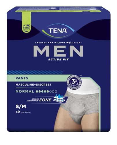 Tena Men Pants Normal Grey majtki chłonne dla mężczyzn rozmiar S/M 9 sztuk zdjęcie