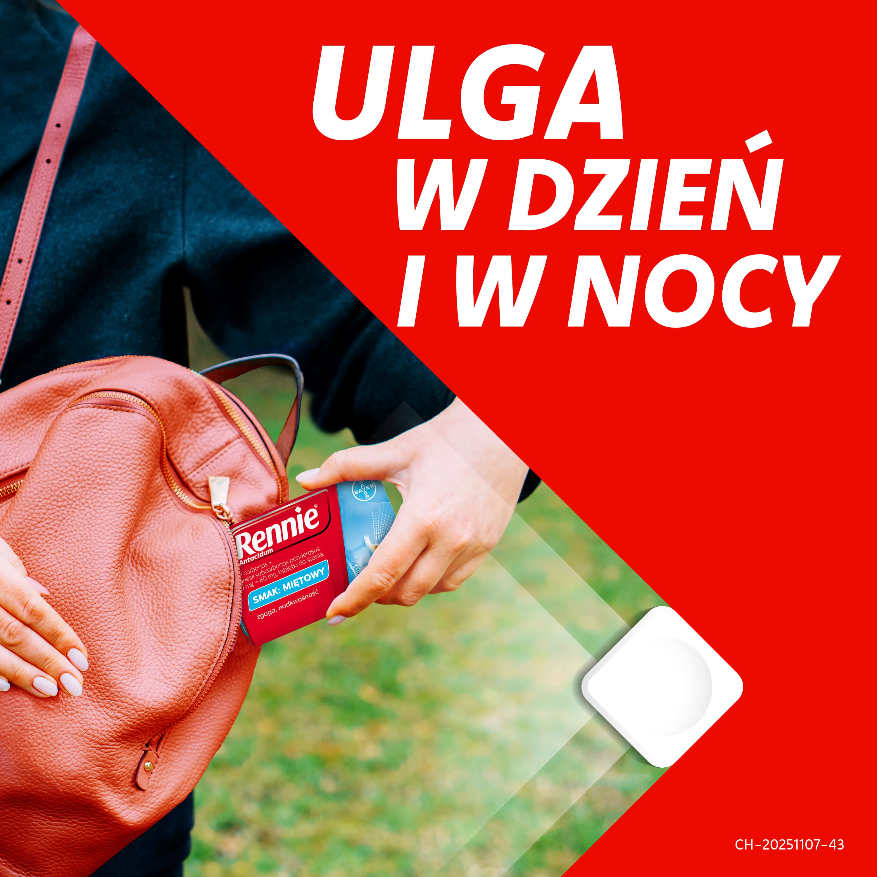 Rennie Antacidum, tabletki do ssania, smak miętowy, 24 sztuk