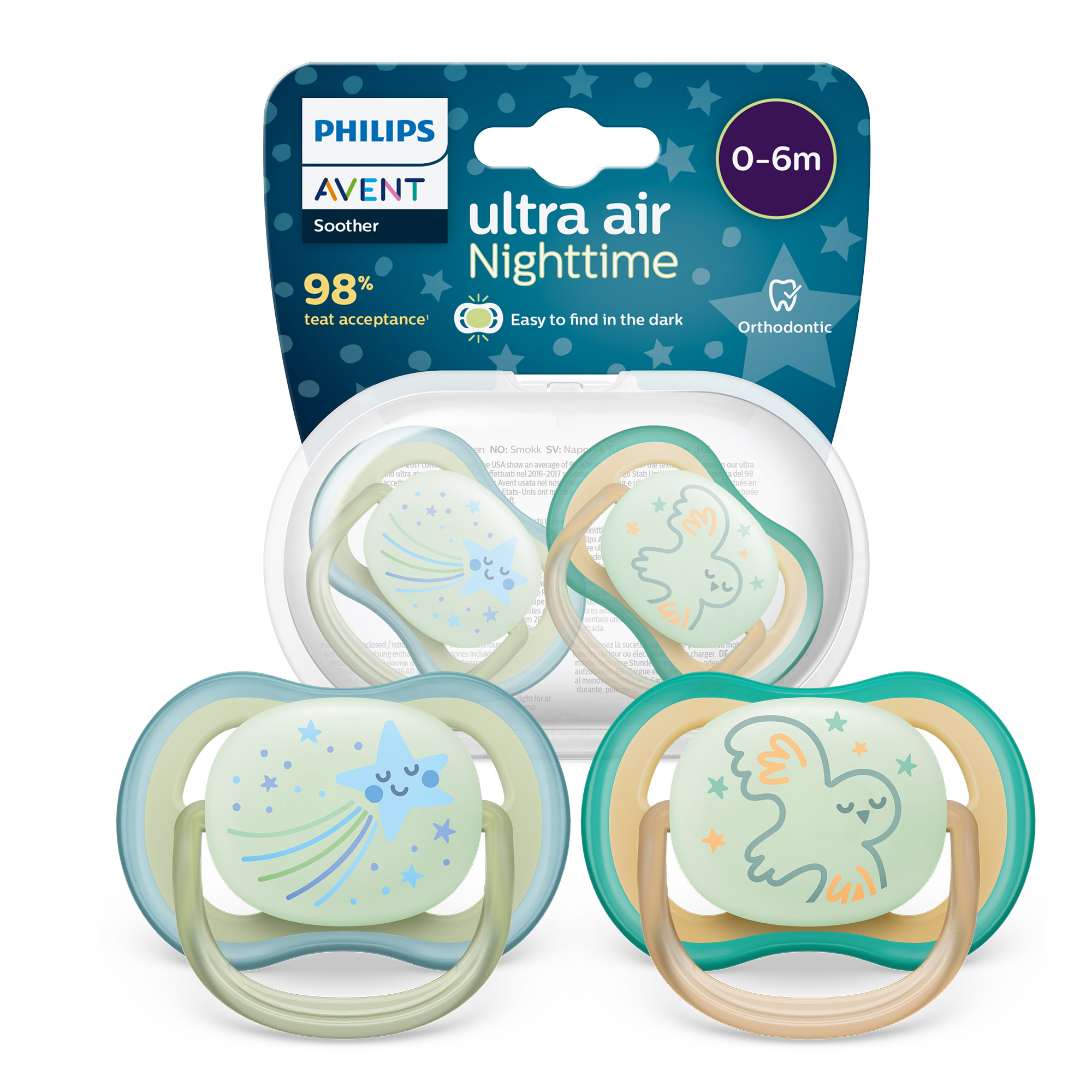 Avent Philips Ultra Air Nighttime smoczek uspokajający 0-6m 2 sztuki [SCF376/18] zdjęcie