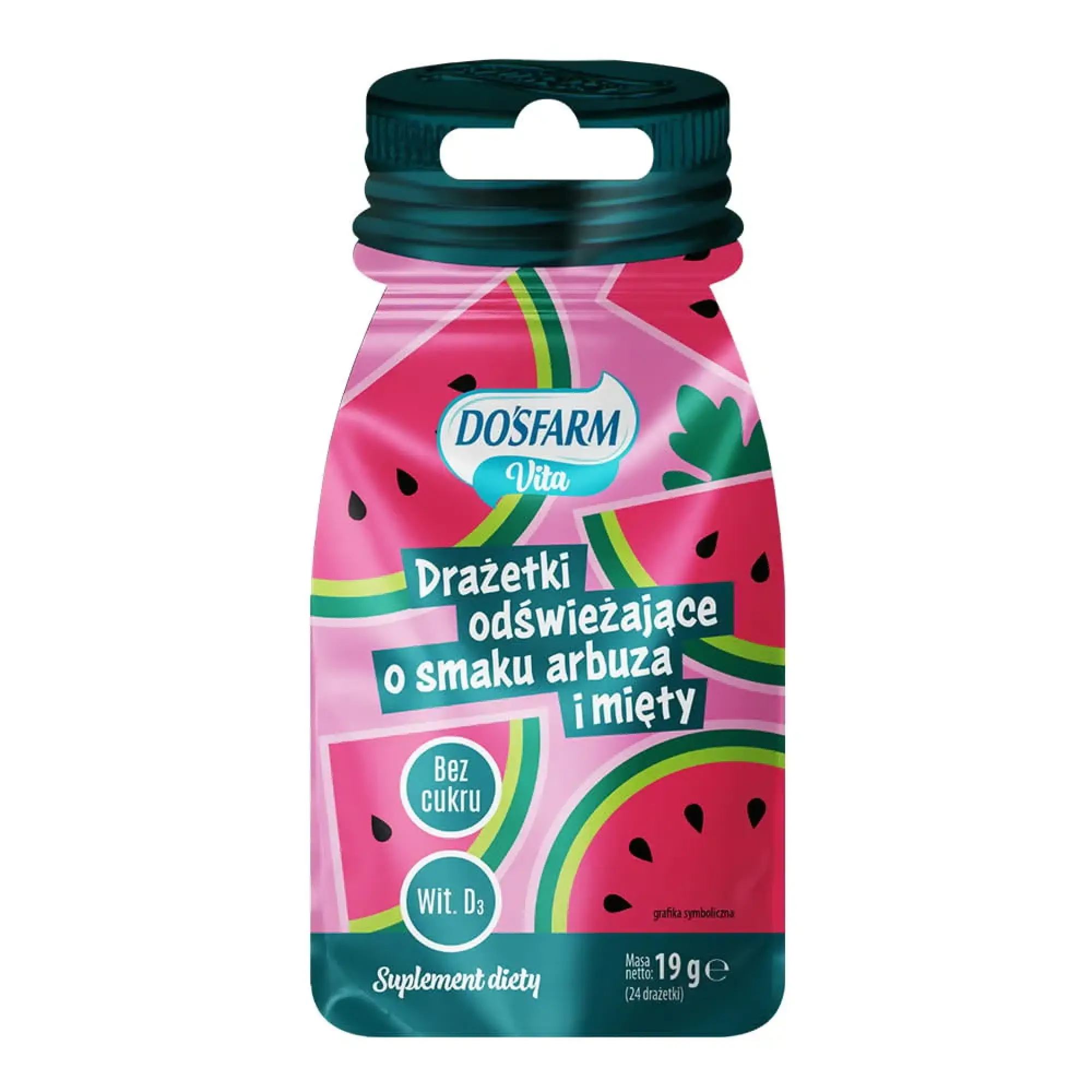Dosfarm Vita  drażetki odświeżające, arbuz i mięta z witaminą D3, 19 g zdjęcie