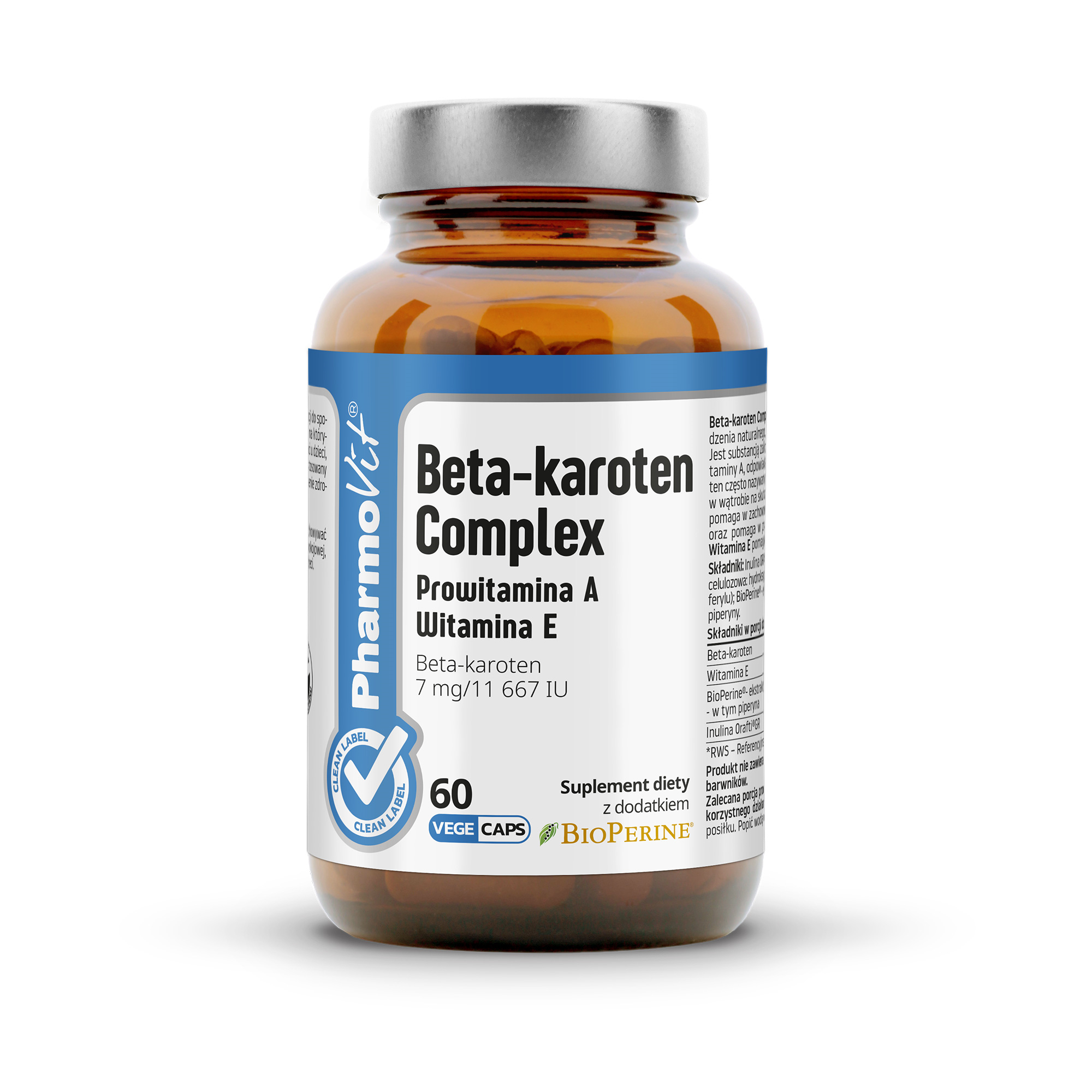 Pharmovit Beta-karoten Complex Prowitamina A Witamina E, kapsułki, 60 sztuk zdjęcie
