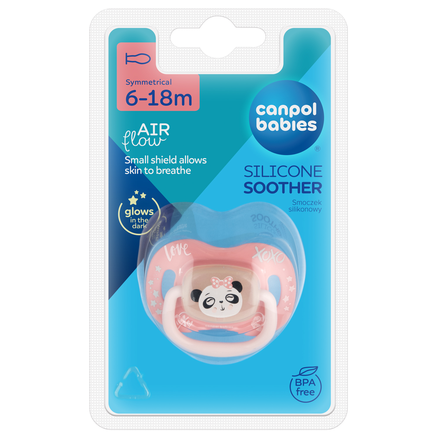 Canpol babies Smoczek silikonowy 6-18m Exotic panda, 1 sztuka