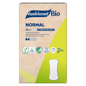 Vuokkoset, BIO, Wkładki Higieniczne z bawełny organicznej Normal, 26 sztuk