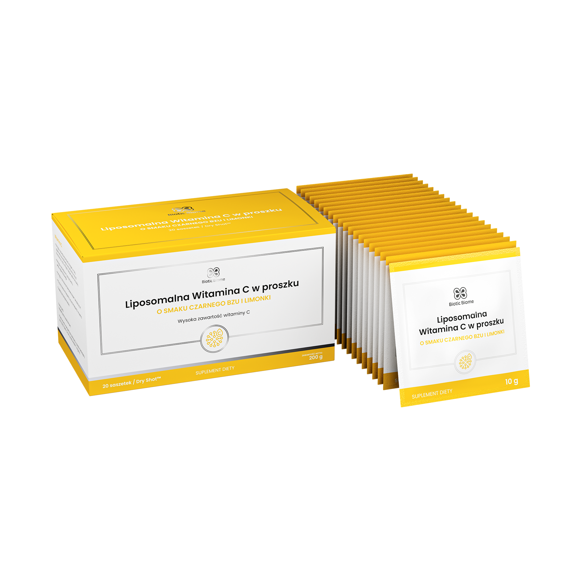 Biotic Biome, Liposomalna Witamina C w proszku, saszetki, 20 sztuk