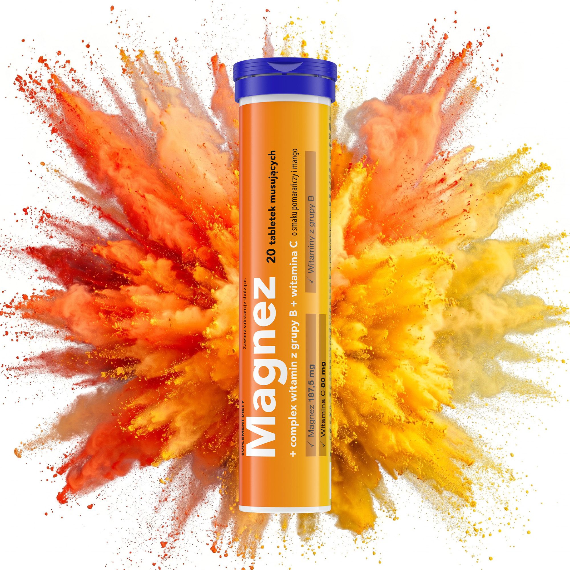 Magnez + complex witamin z grupy B + witamina C, 20 tabletek musujących