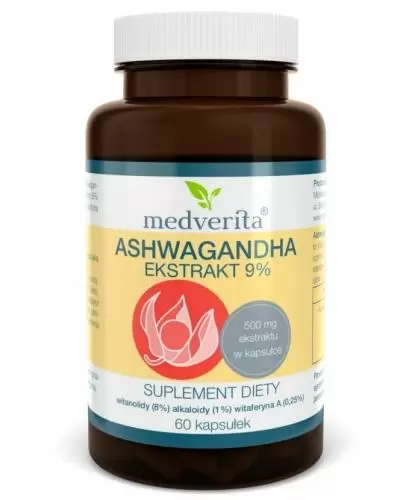 Medverita ashwagandha ekstrakt 9% 60 kapsułek zdjęcie