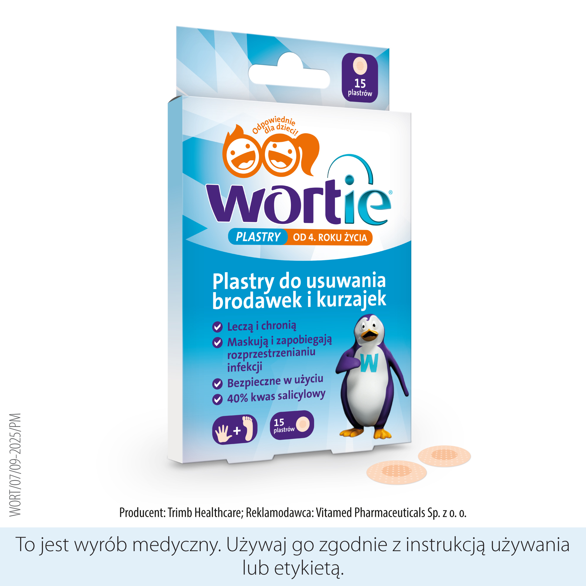 Wortie plastry do usuwania brodawek i kurzajek, 15 sztuk
