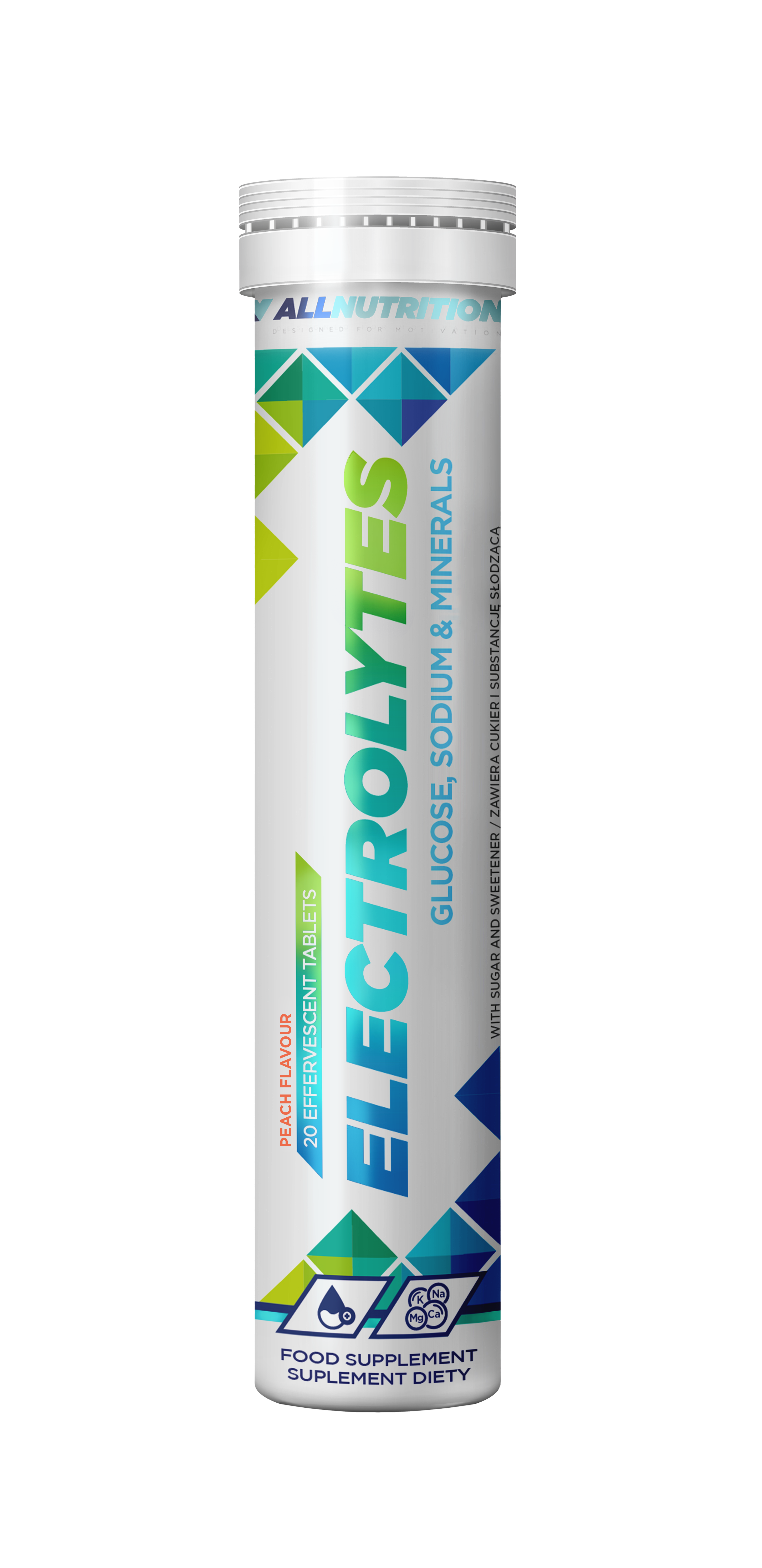 Allnutrition Electrolytes Peach, 20 tabletek musujących