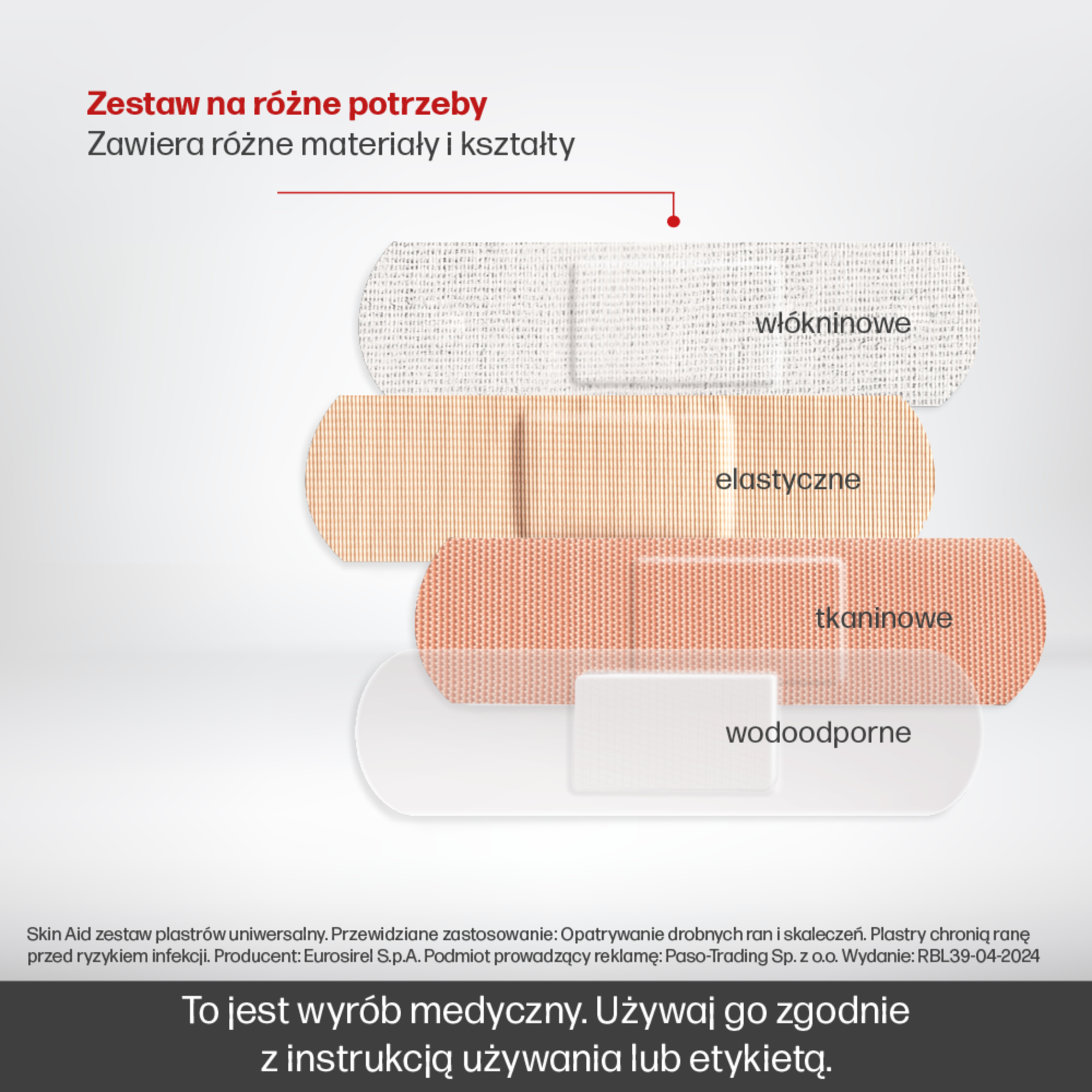 Skin Aid, zestaw plastrów uniwersalnych, 24 sztuki