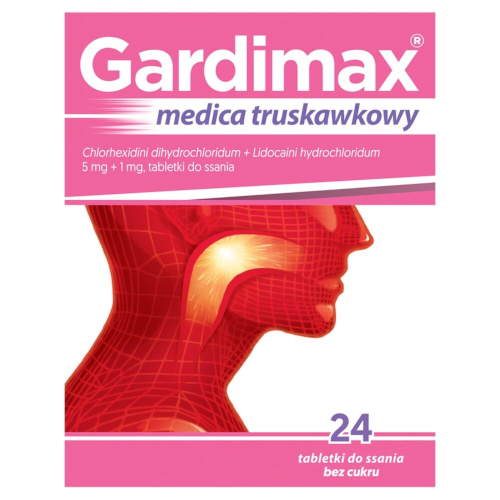 Gardimax Medica truskawkowy 5 mg + 1 mg  tabletki do ssania 24 sztuki zdjęcie