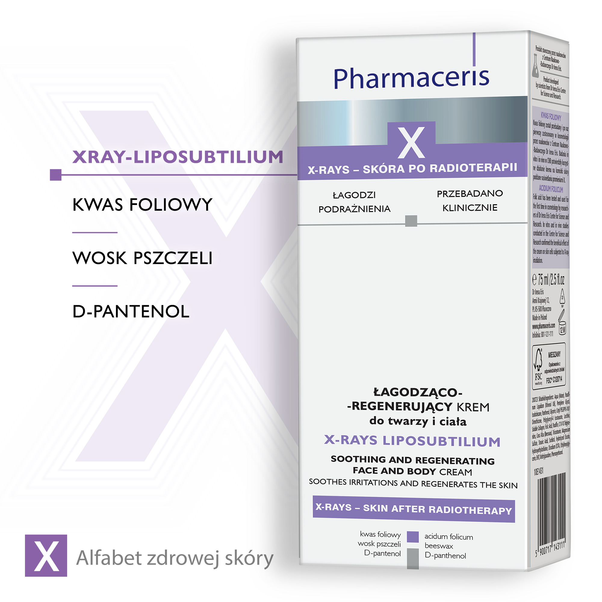 Pharmaceris X Xray-Liposubtilium krem łagodząco regenerujący do twarzy i ciała 75 ml