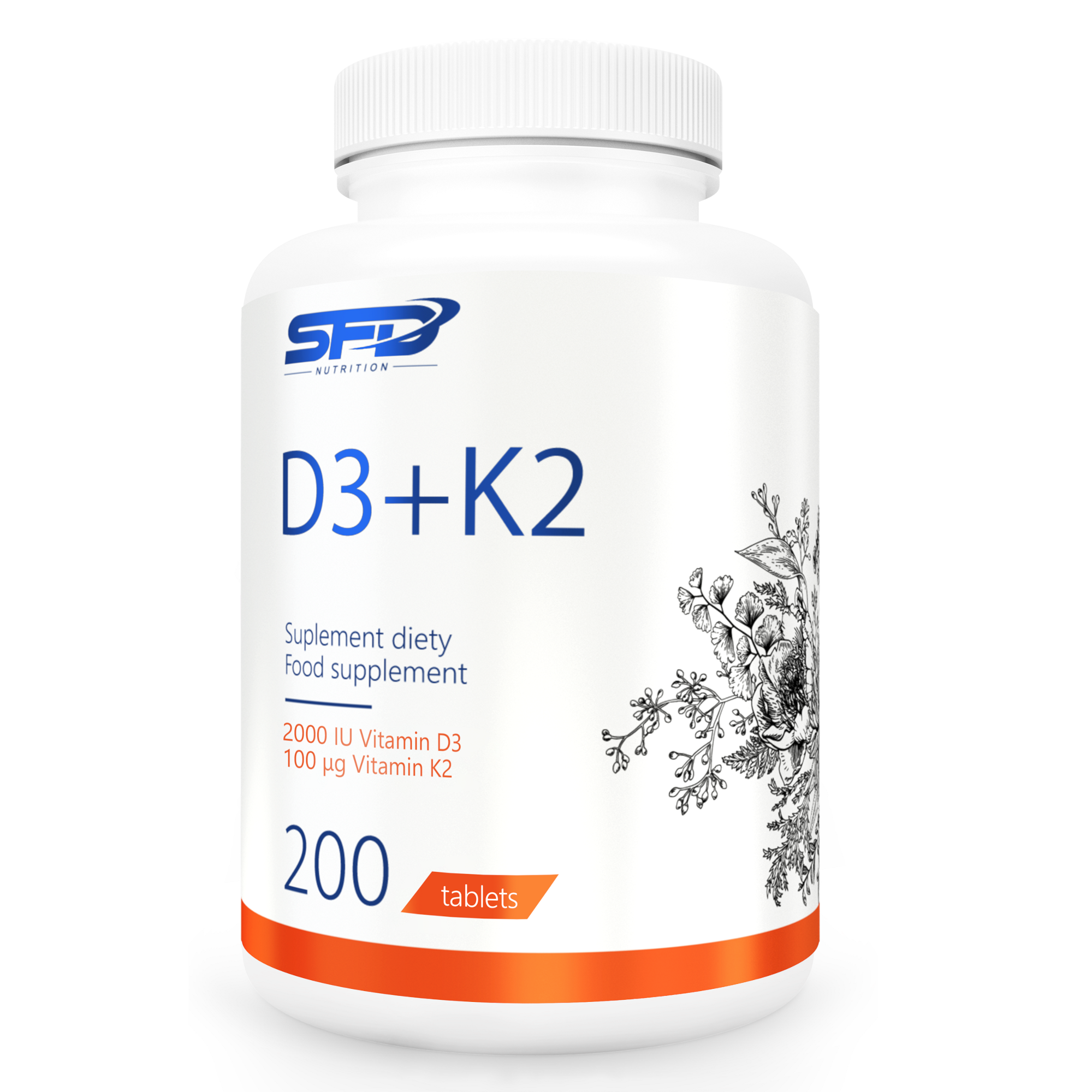 SFD Nutrition, D3 + K2, tabletki, 200 sztuk zdjęcie