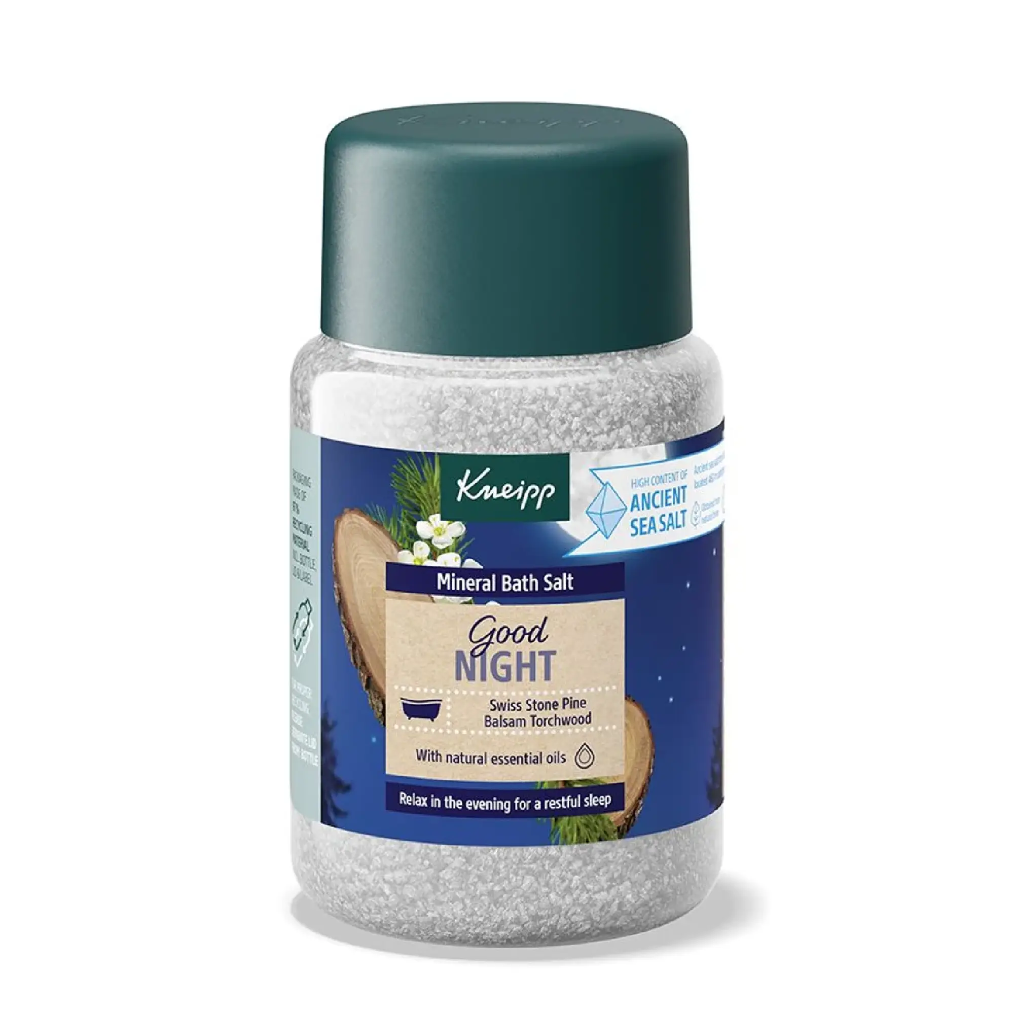 Kneipp, Kryształki do kąpieli z soli mineralnej Good Night Szwajcarska pinia i Amyris, 500 g zdjęcie