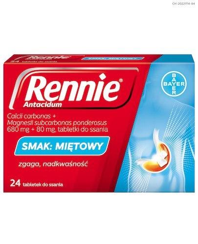 Rennie Antiacidum o smaku miętowym, na zgagę, refluks i niestrawność, 24 tabletki do ssania zdjęcie