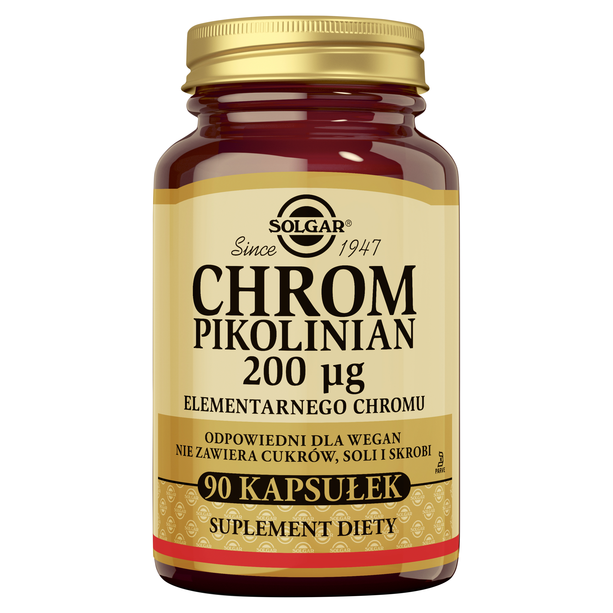 SOLGAR Chrom Pikolinian 200 μg elementarnego chromu 90 kapsułek zdjęcie