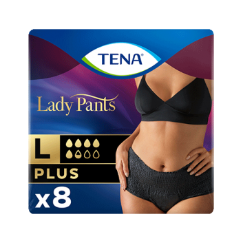 Tena Lady Pants Noir Plus Bielizna chłonna dla kobiet, kolor czarny L, 8 sztuk