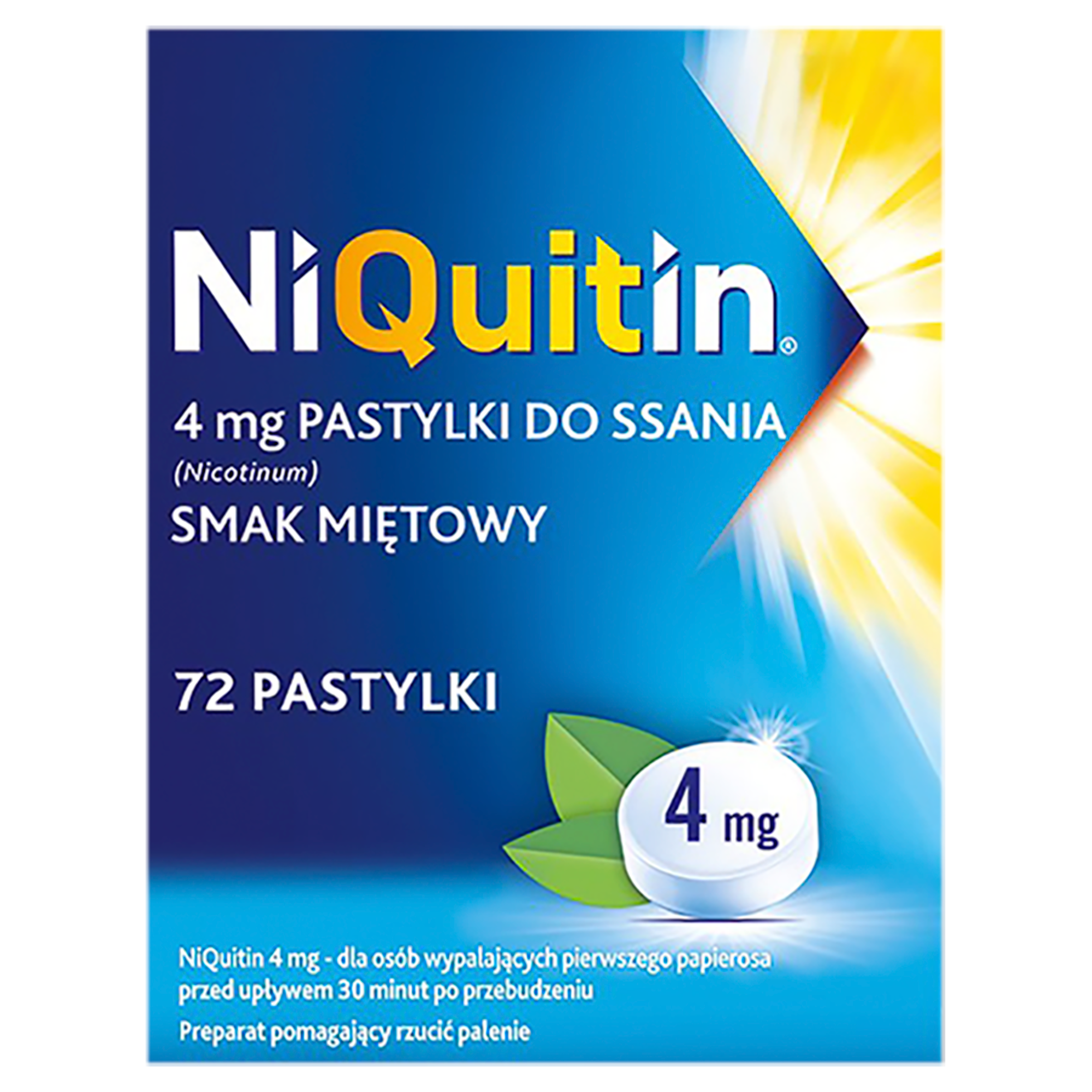NIQUITIN Pastylki do ssania na rzucenie palenia o smaku miętowym 4 mg, 72 sztuki zdjęcie