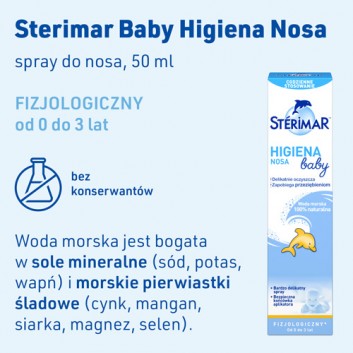 Sterimar Baby Higiena nosa fizjologiczny roztwór wody morskiej dla dzieci 0-3 50 ml