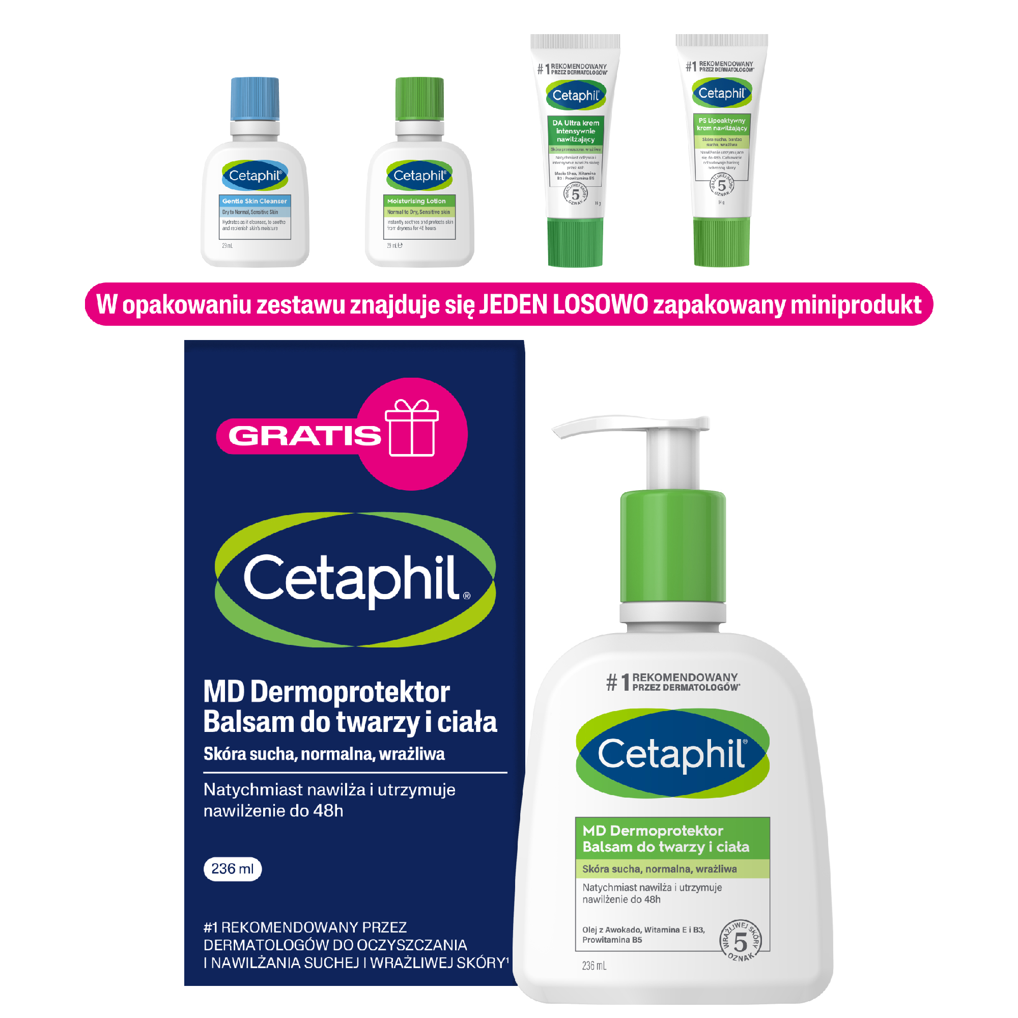 Cetaphil MD Dermoprotektor Balsam do twarzy i ciała, 236 ml + mini produkt