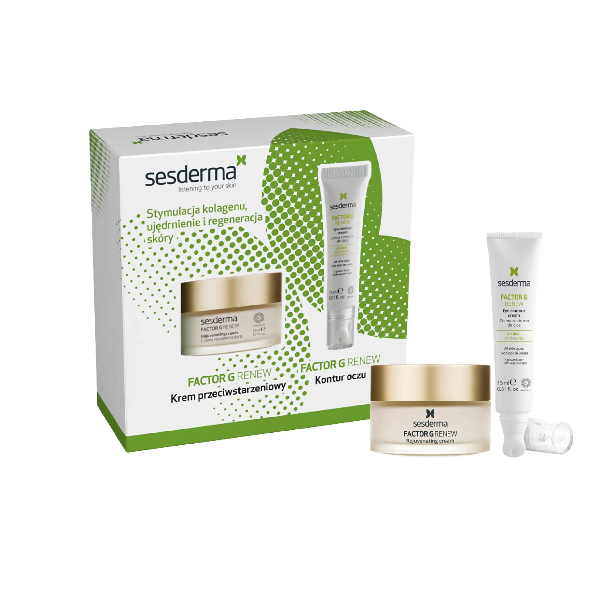 Sesderma Factor G Renewm krem kontur oczu 15 ml + krem regeneracyjny 50 ml + kosmetyczka [ZESTAW] zdjęcie