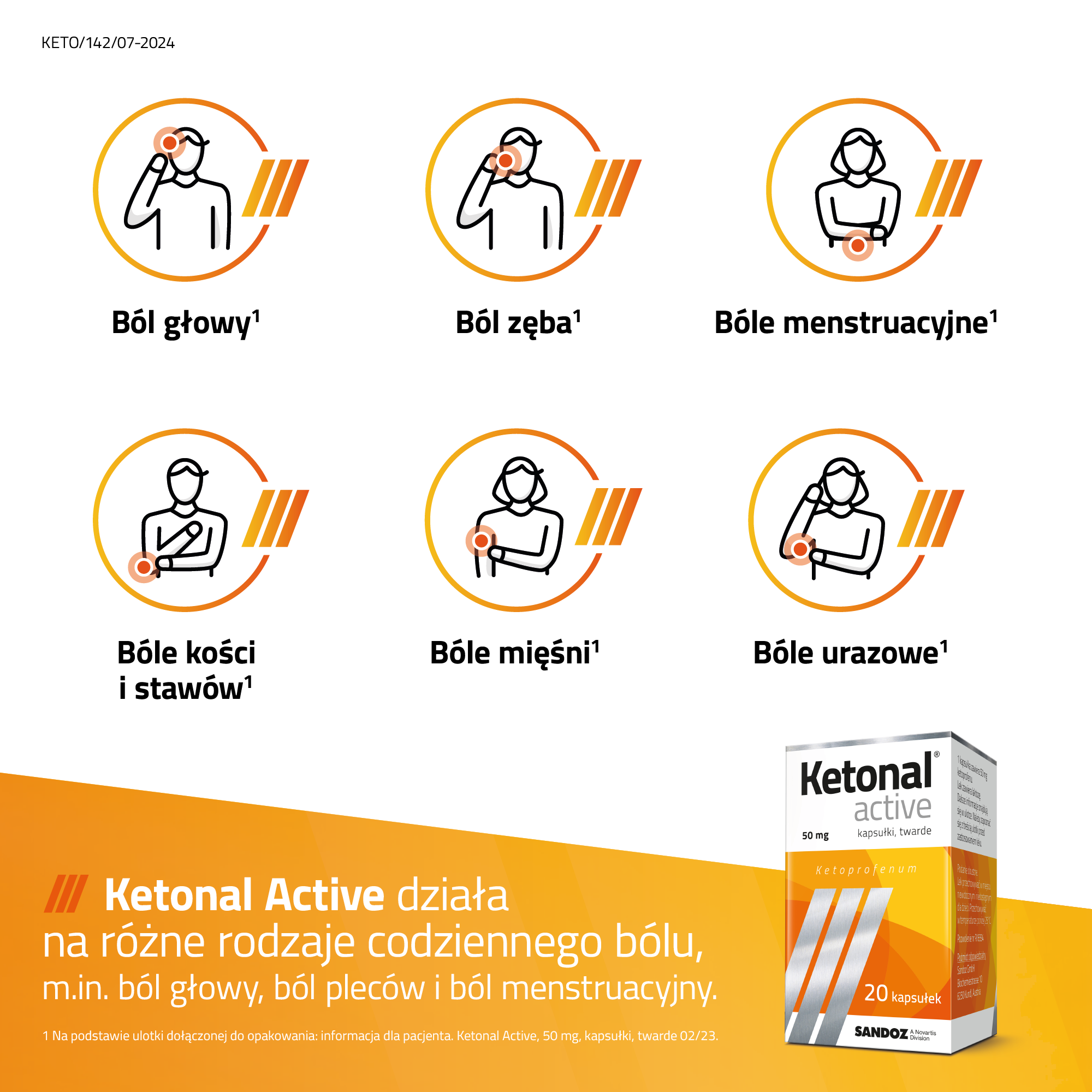 Ketonal Active, 50 mg, kapsułki twarde, 20 sztuk