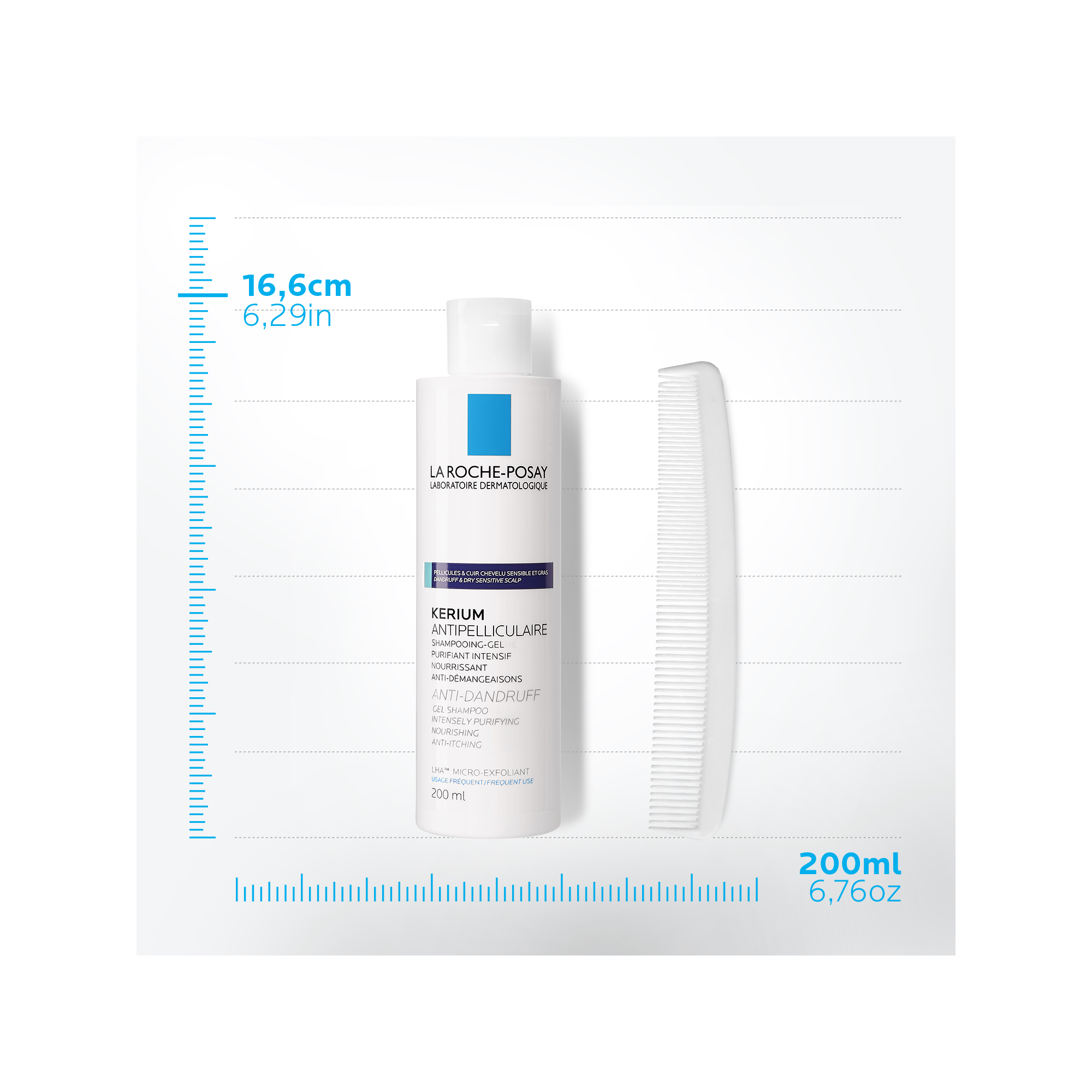 LA ROCHE-POSAY KERIUM Szampon przeciwłupieżowy na łupież tłusty - 200 ml
