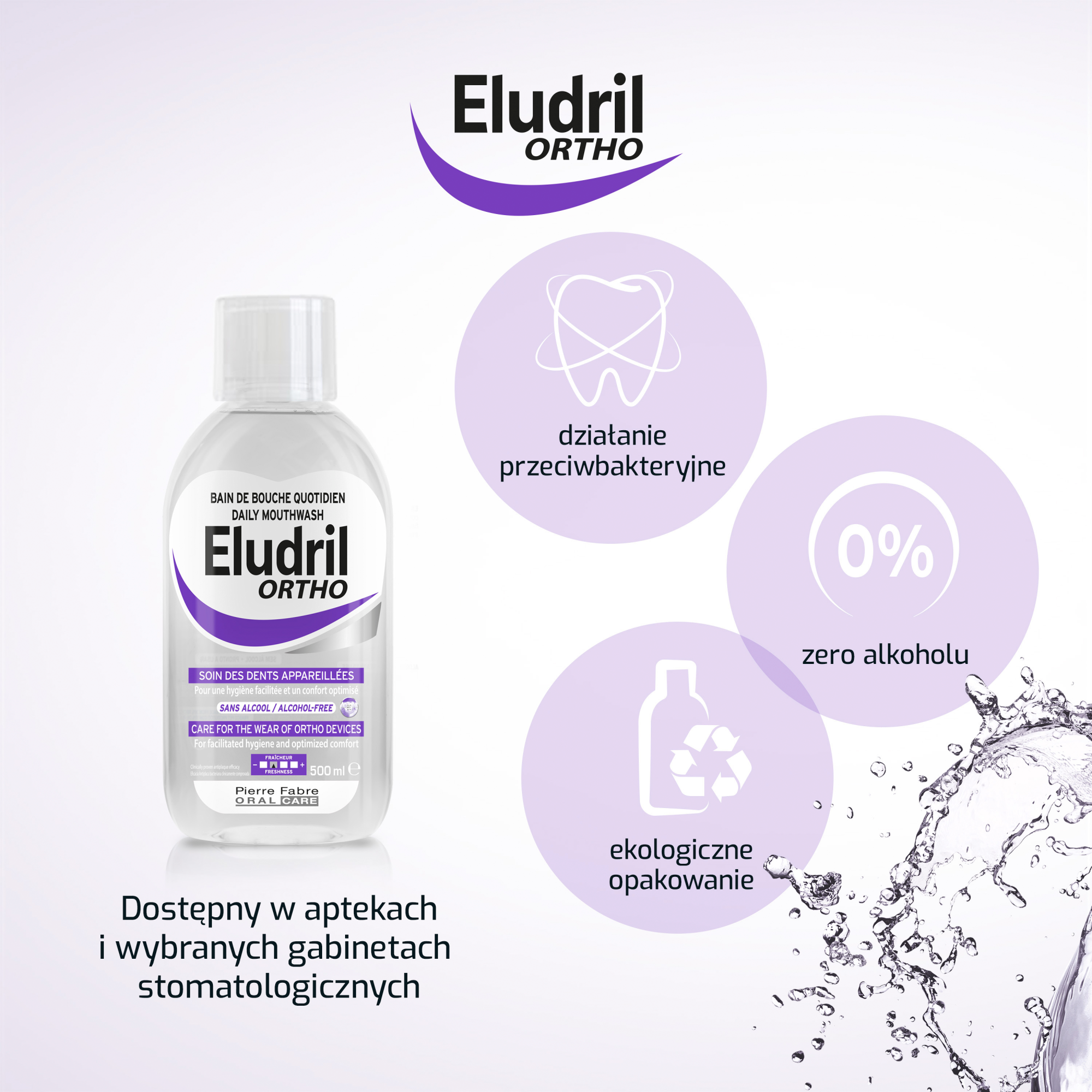 Eludril Ortho, płyn do płukania jamy ustnej, 2 x 500 ml