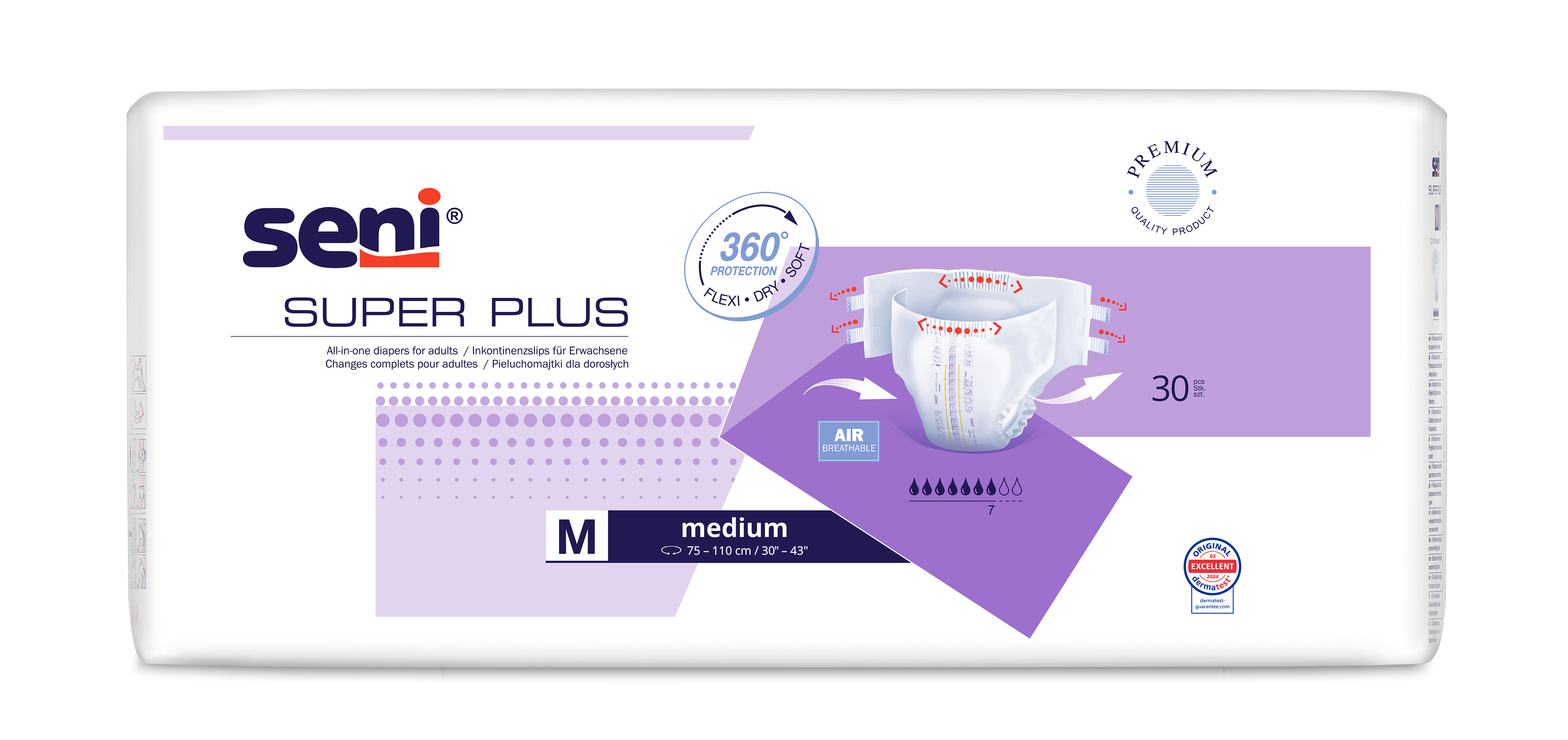 Seni Super Plus oddychające pieluchomajtki rozmiar M 30 sztuk zdjęcie