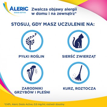 ALERIC DESLO ACTIVE Roztwór doustny 0.5 g/ml - 60 ml. Walka z alergią bez uczucia senności.