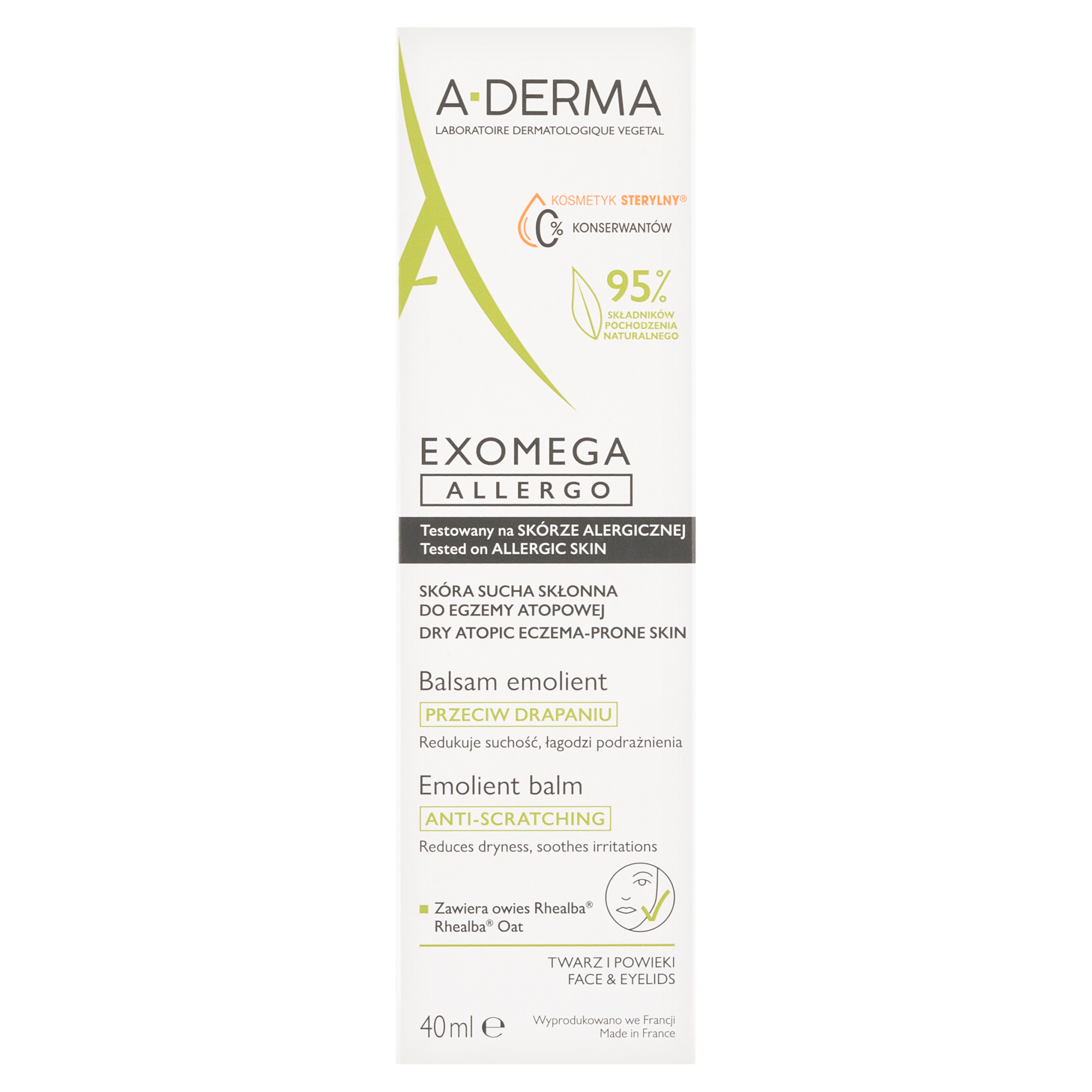 A-Derma Exomega Allergo Balsam emolient, 40 ml zdjęcie