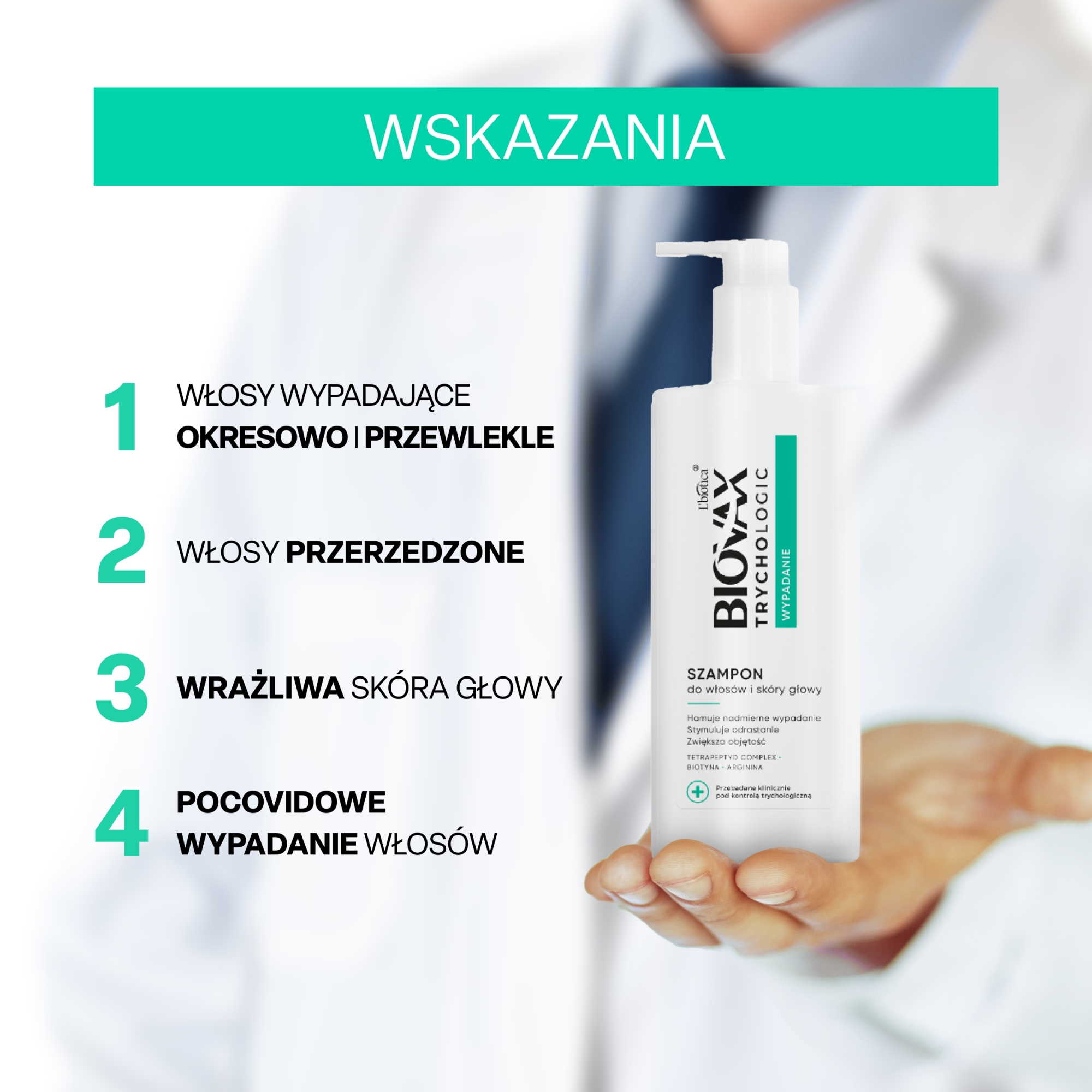 Biovax Trychologic wypadanie, Szampon do włosów i skóry głowy, 200 ml