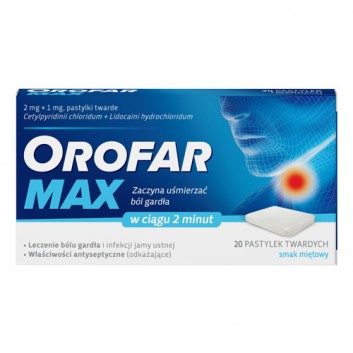 Orofar Max pastylki do ssania na ból gardła - 20 sztuk