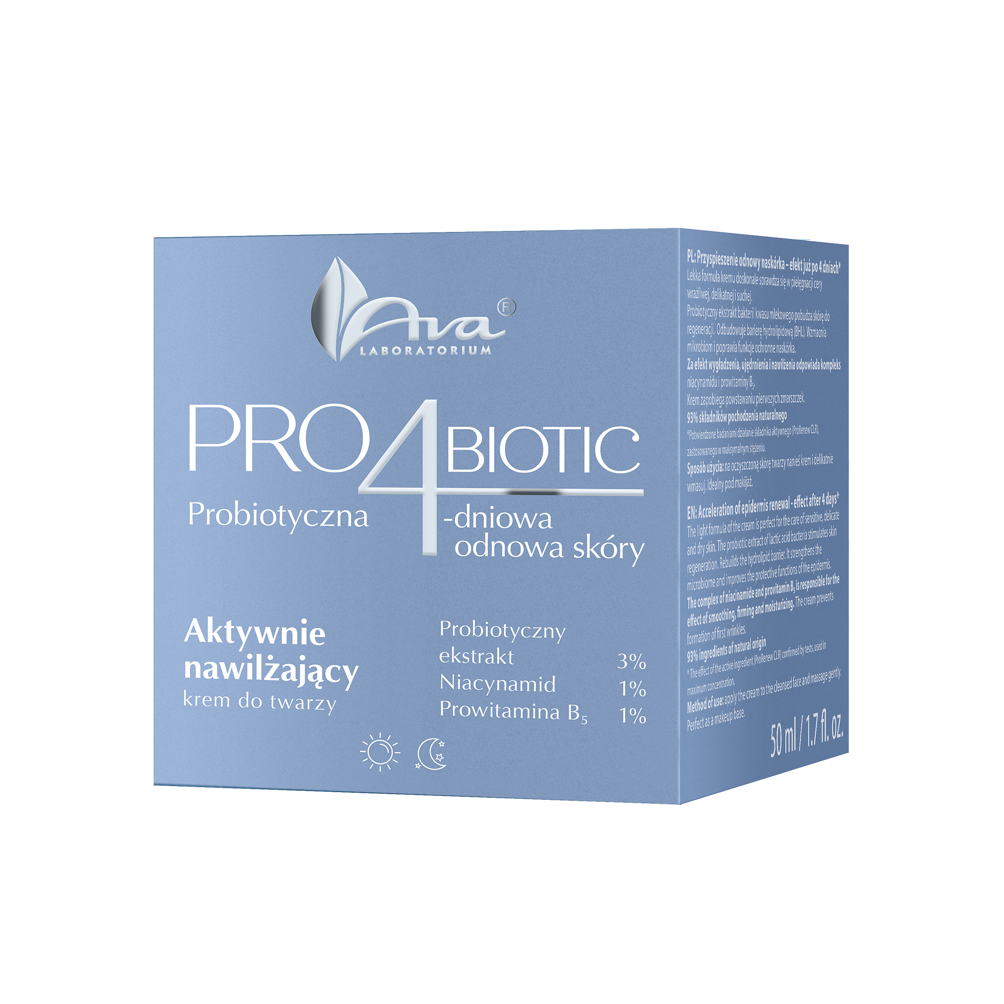 Ava Pro4biotic Aktywnie nawilżający krem do twarzy, 50 ml