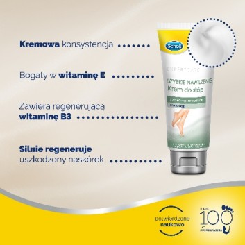 Scholl Expert Care Krem do stóp szybkie nawilżenie - 75 ml Do skóry suchej
