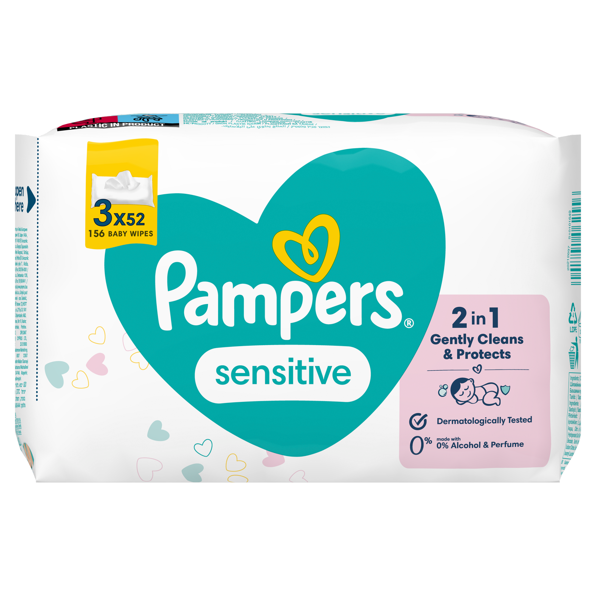 Pampers Sensitive Chusteczki 3x52 sztuk zdjęcie
