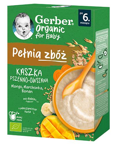 Gerber Organic Pełnia Zbóż Kaszka pszenno-owsiana mango-marchewka-banan po 6. miesiącu, 200 g zdjęcie
