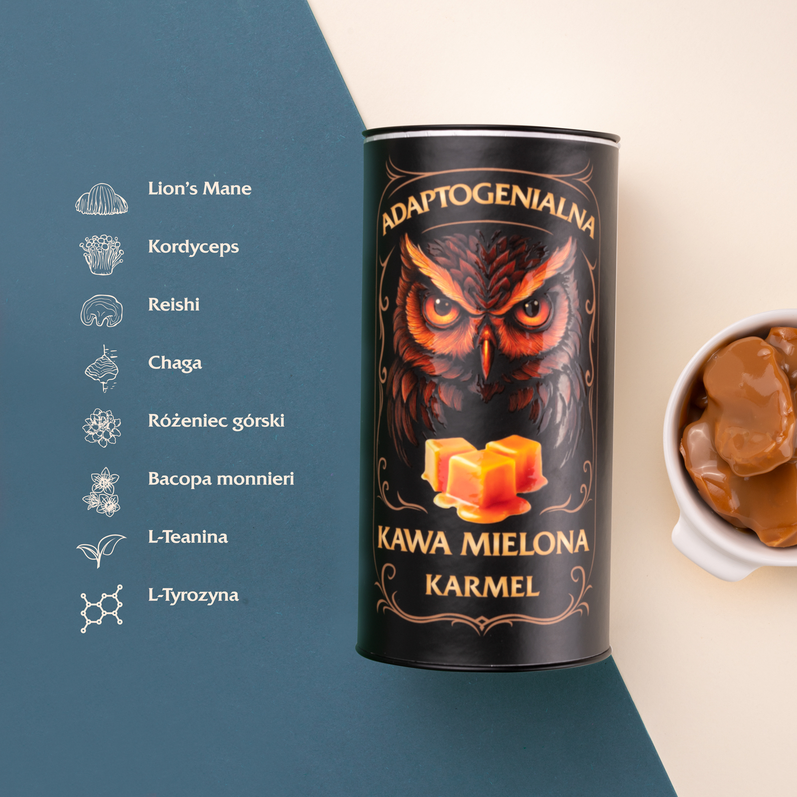 Adaptogenialna kawa mielona karmel, 100 g