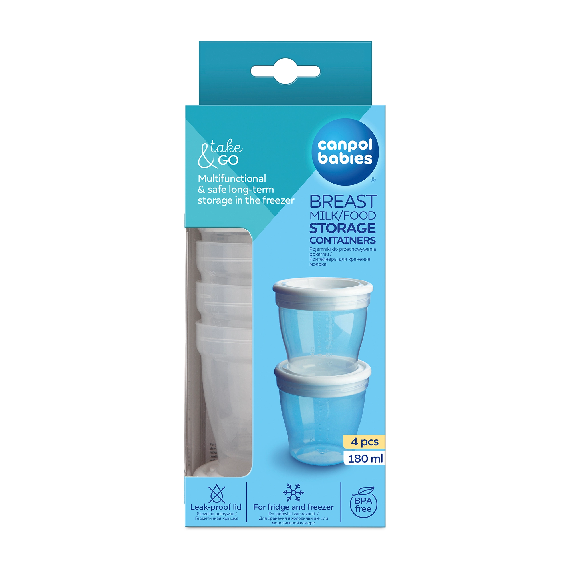Canpol Babies pojemniki do przechowywania pokarmu 180 ml 4 sztuki [12/204] zdjęcie