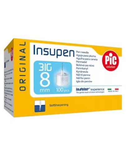 Insupen igły do penów insulinowych 31G 0,25 x 8 mm 100 sztuk zdjęcie