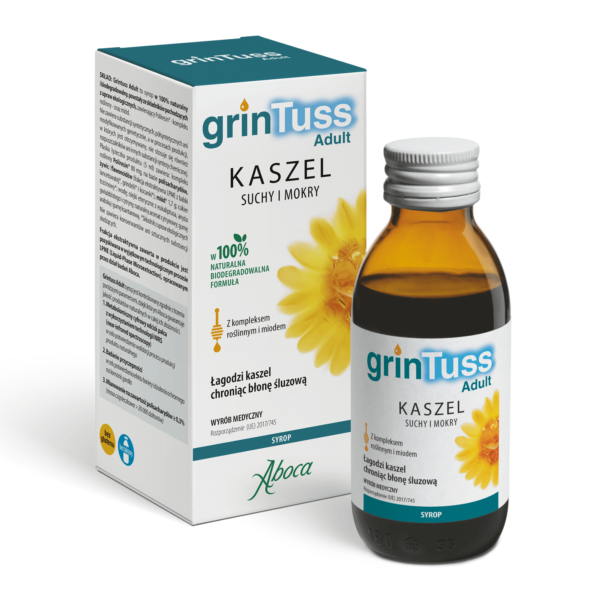 Aboca, grinTuss Adult, kaszel suchy i mokry, syrop, 180 g zdjęcie