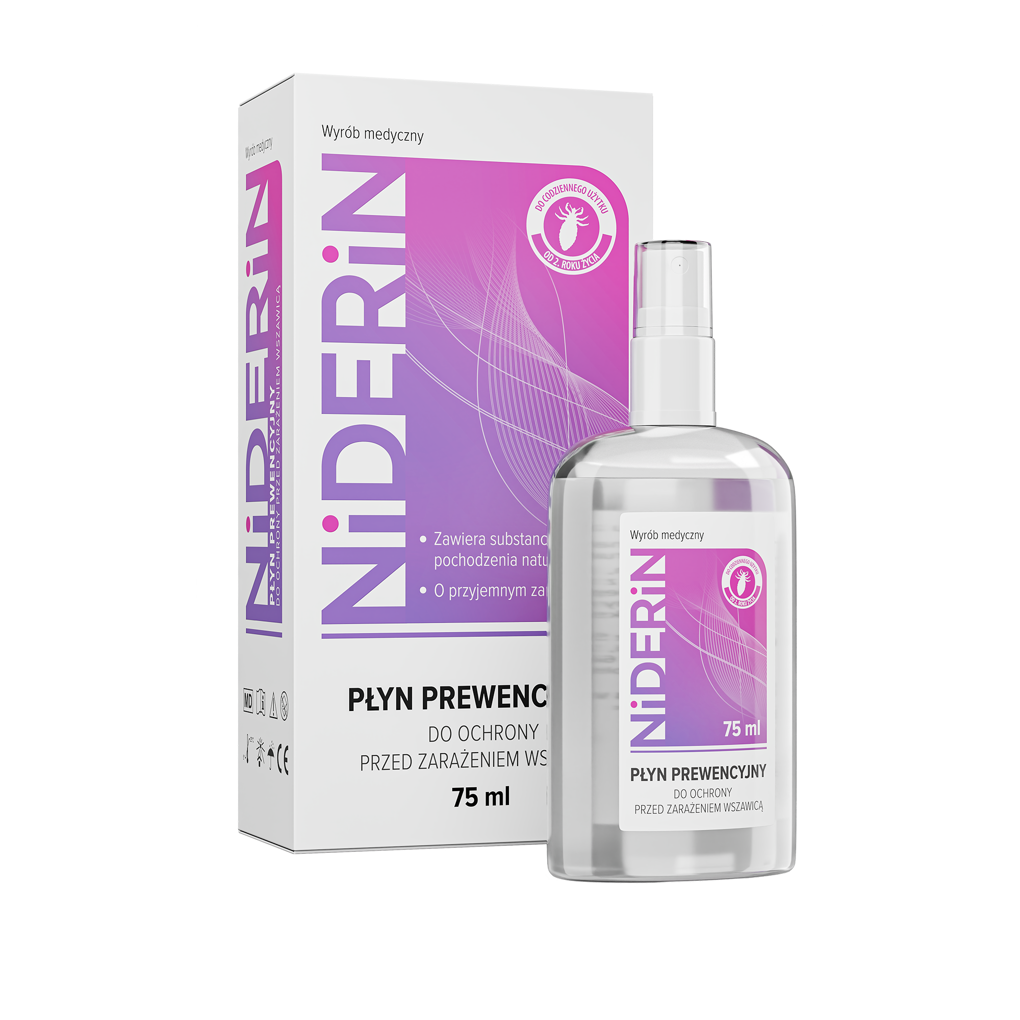 Niderin, Płyn prewencyjny do ochrony przed zarażeniem wszawicą, 75 ml