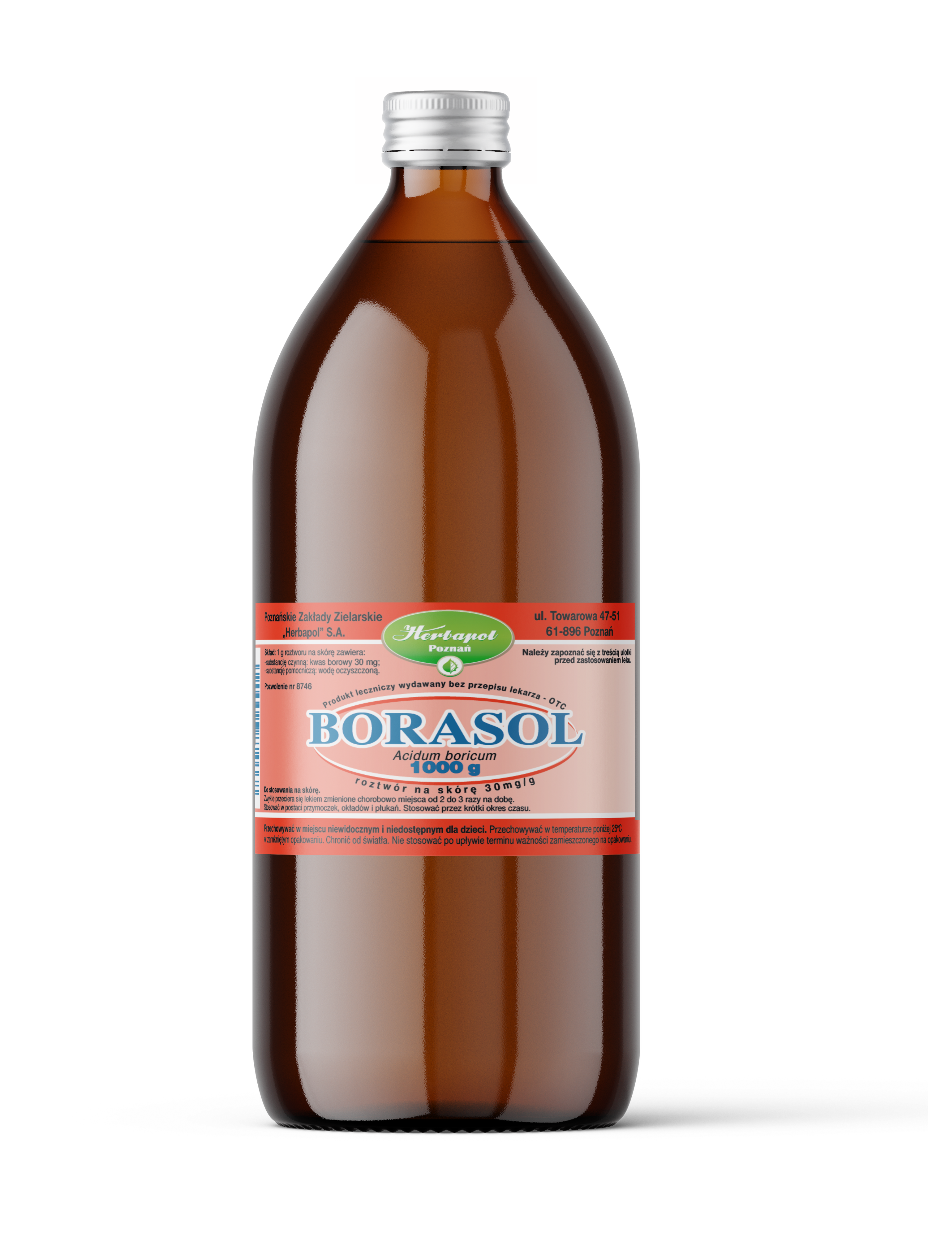 Borasol 30mg/g roztwór na skórę 1000 g zdjęcie